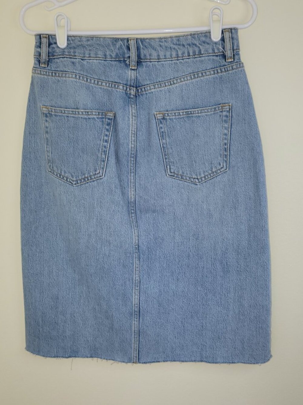 Topshop Moto High Waist Front Slit Light Blue Jean Skirt Size 6 - Picture 3 of 10